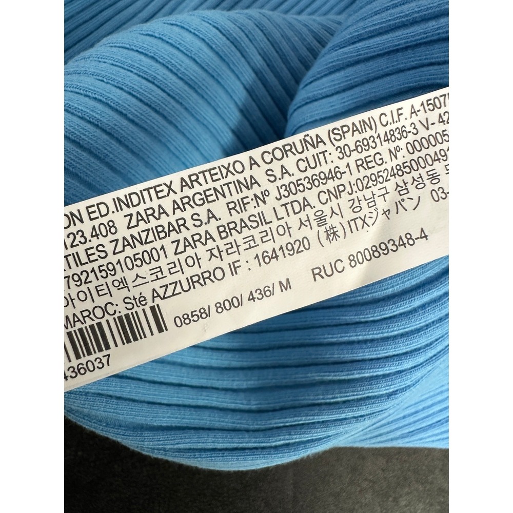 Zara Dress‎ Women M NWT Sky Blue Halter Ribbed Knit Tie Sleeveless Mini Short - Picture 8 of 10